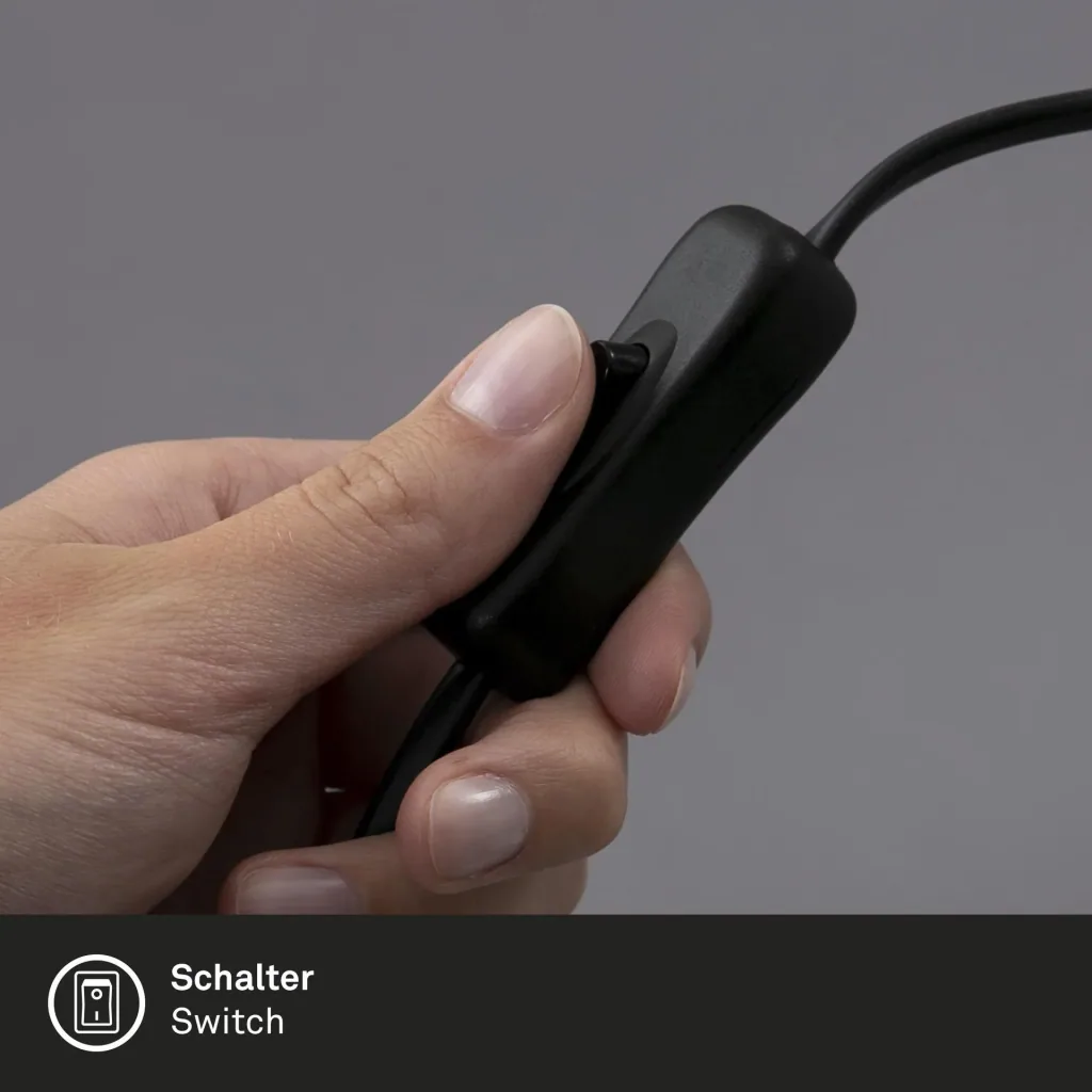 TEEPU Tischleuchten Sockel, schwarz, E27 Fassung, mit Kabelschalter, E27 Fassung