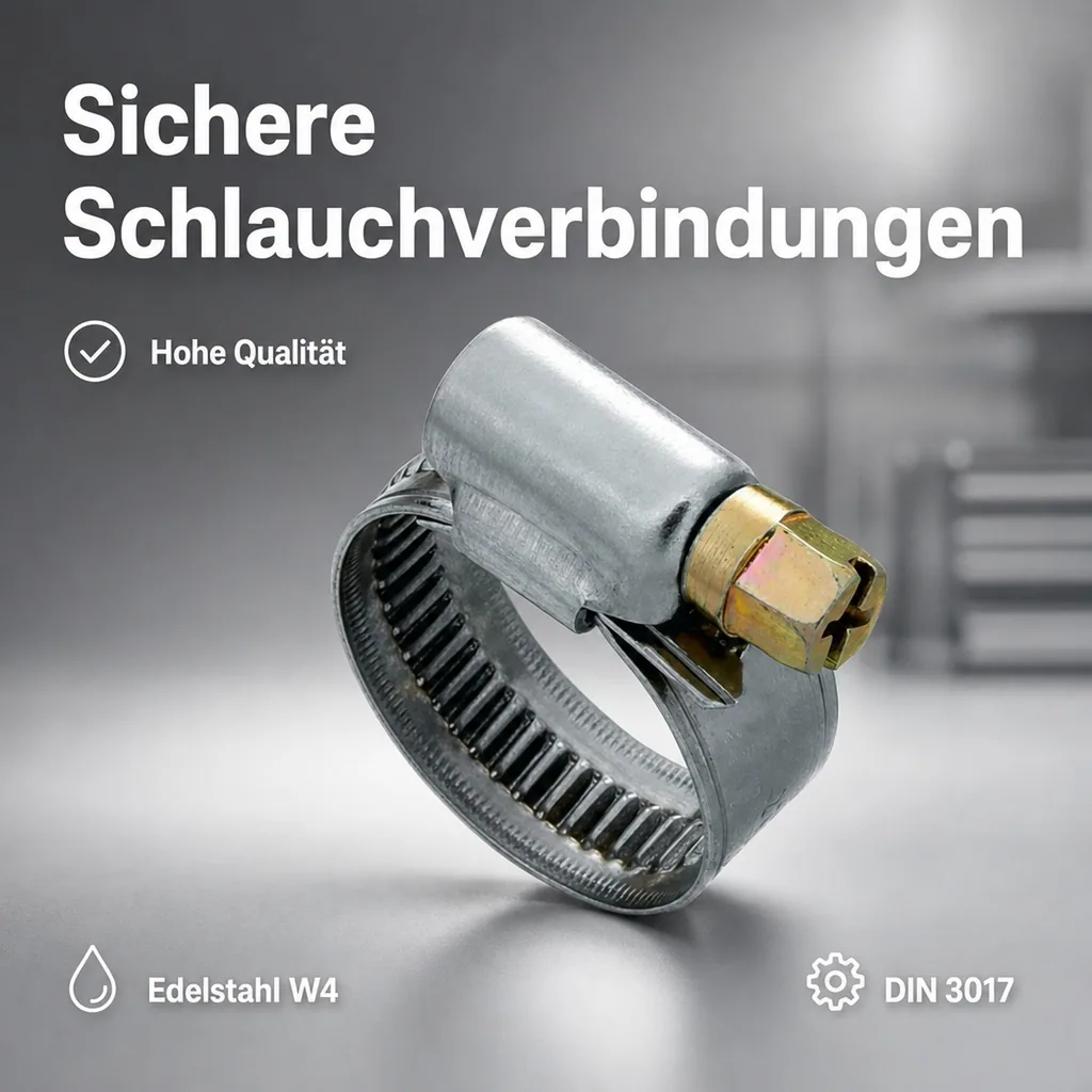 Edelstahl Schlauchschellen, W4, 12mm, 16-25mm, DIN 3017