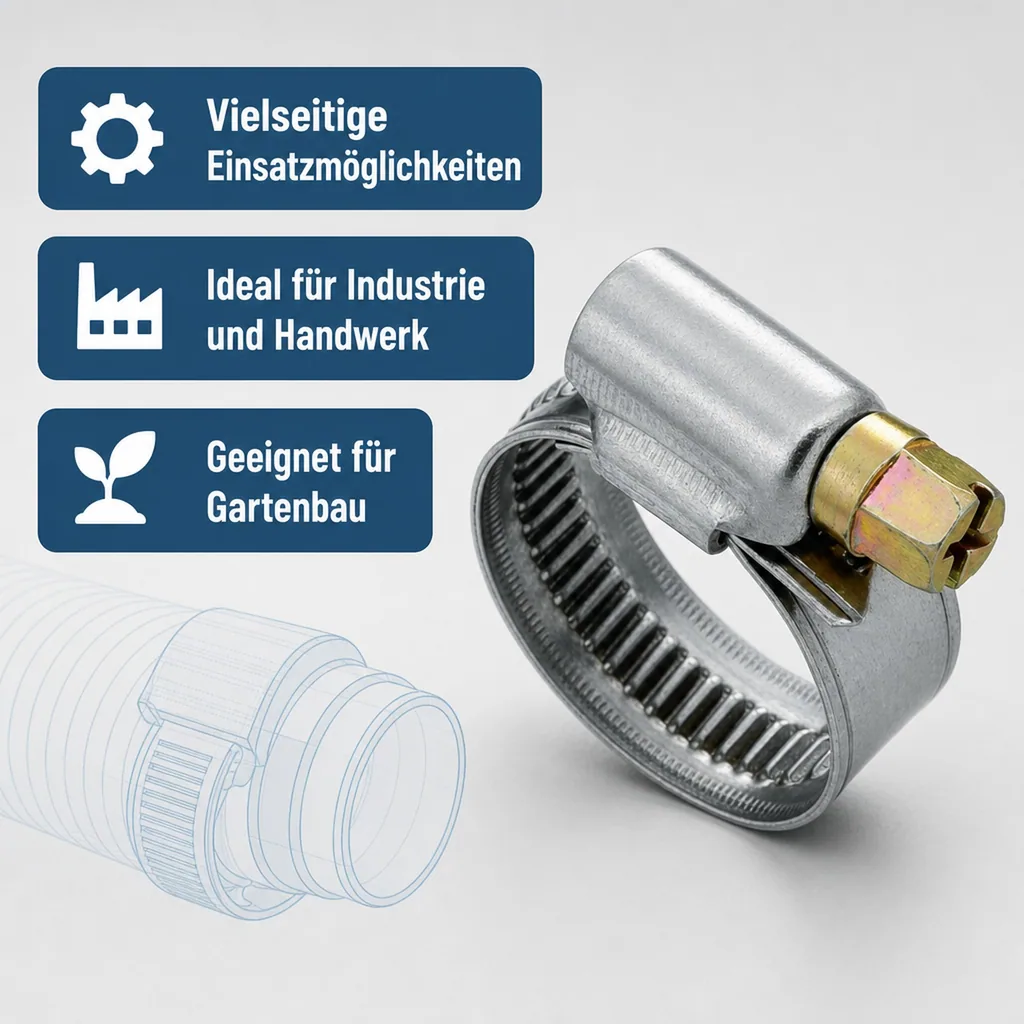 Edelstahl Schlauchschellen, W4, 12mm, 16-25mm, DIN 3017