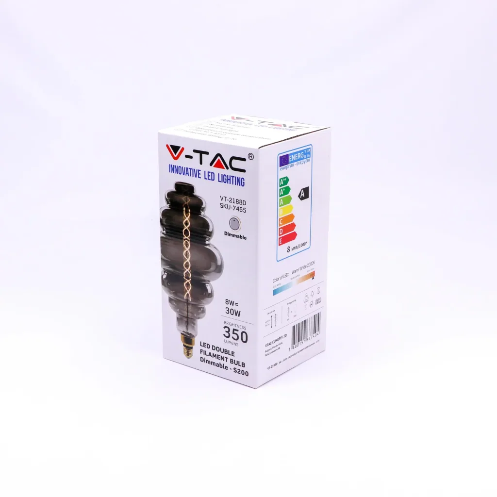 Bistro XXL Dimmbare Design-LED-Glühlampe - 8W - 2000K - E27-Armatur - S200 - Smokey