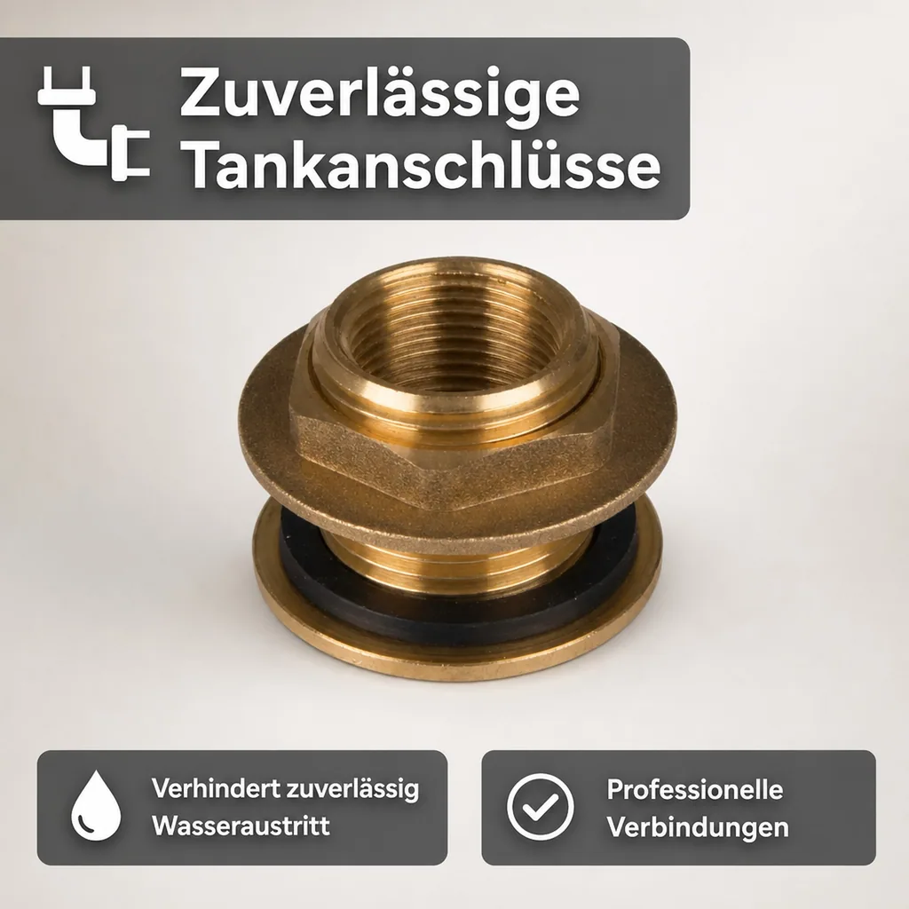 Regentonnen Durchführung, Tank Durchführung, Messing, AG 1 1/4 x IG 1