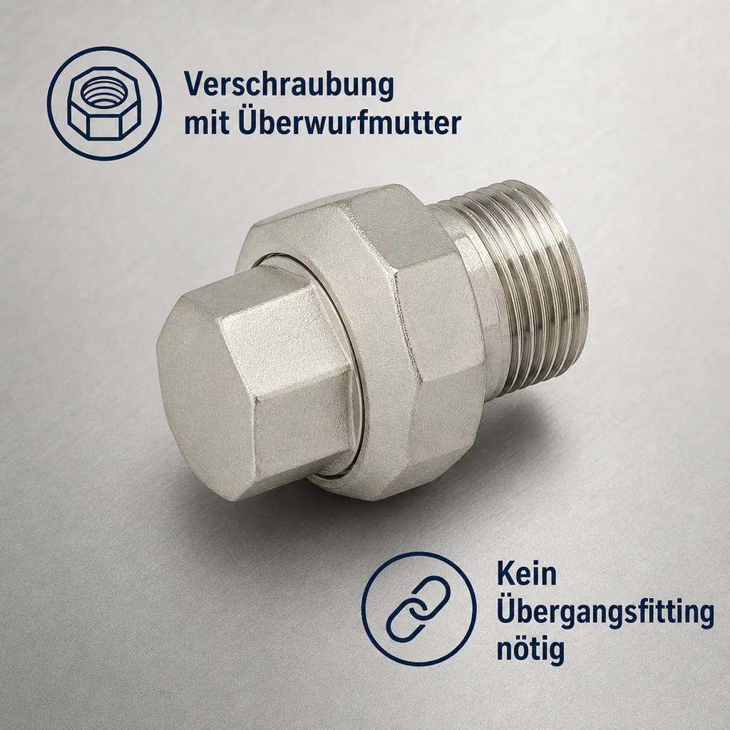 Gewindefitting Edelstahl Verschraubung 1" IG x 1" AG Typ konisch