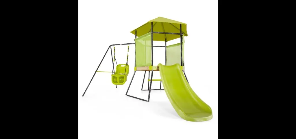 My First Schaukel-Spielcenter, Outdoor-Spielcenter für Kinder, Schaukelseile höhenverstellbar, Rutsche, lime grün