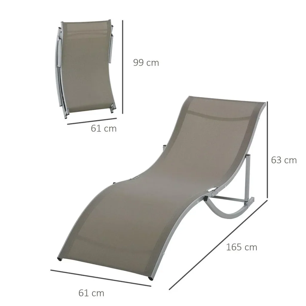 2er Set Sonnenliege Gartenliegen Stoffliege Relaxliege ergonomisch Aluminium Texteline Hellgrau 165 x 61 x 63 cm