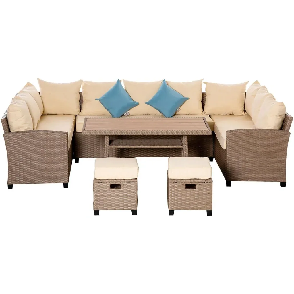 6-teilige PE-Rattan-Sofagarnitur inkl. Kissen
