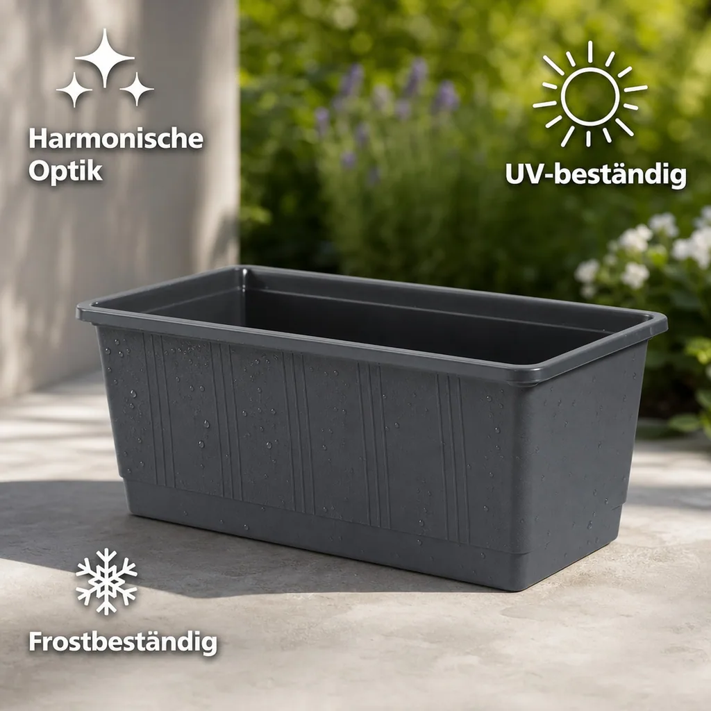 Blumenkasten 60 cm anthrazit, Kunststoff, Balkonkasten