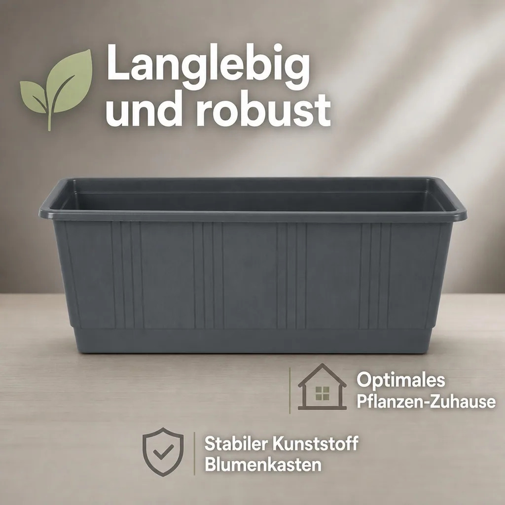 Blumenkasten 60 cm anthrazit, Kunststoff, Balkonkasten