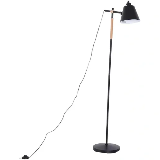 Stehlampe verstellbar Standleuchte Stehleuchte 40W Metall + Holz schwarz 54 x 30 x 155 cm