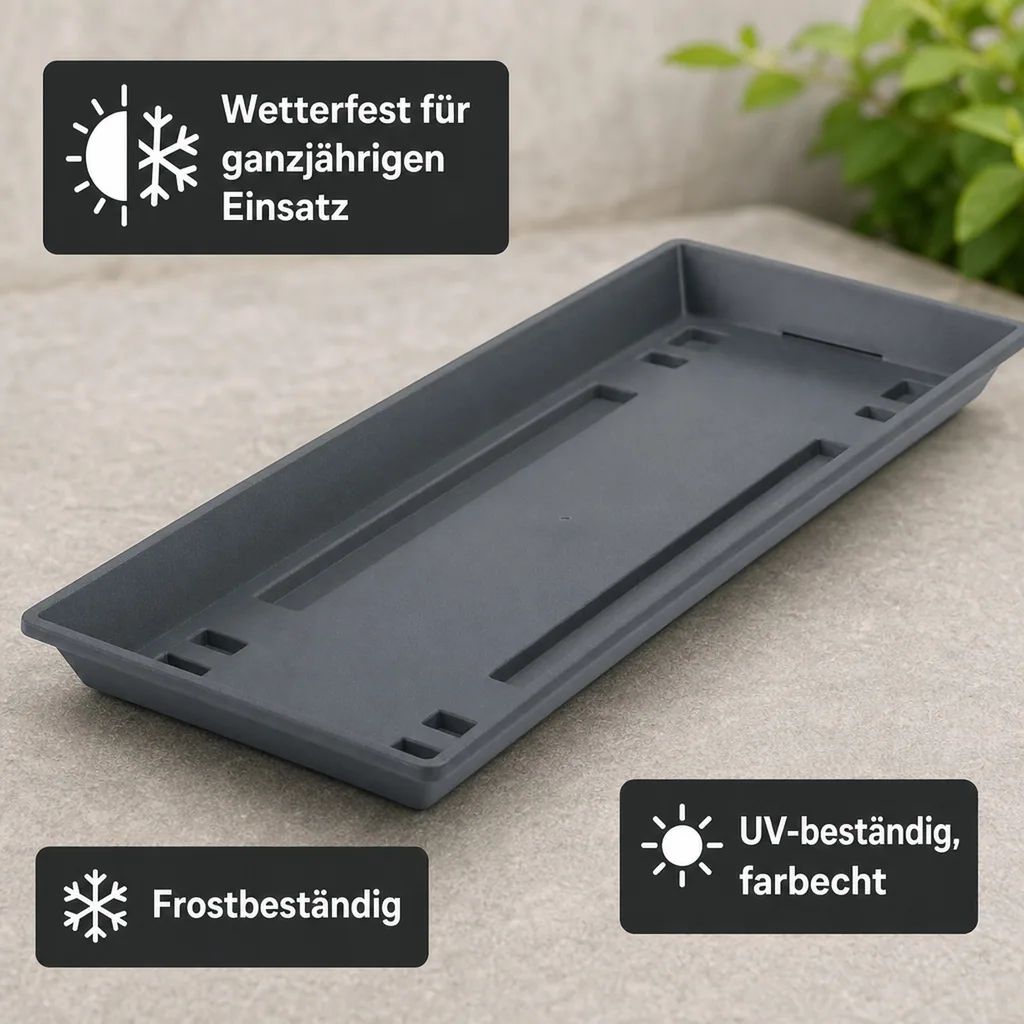 Blumenkasten Untersetzer, Blumenkasten 50 cm, anthrazit