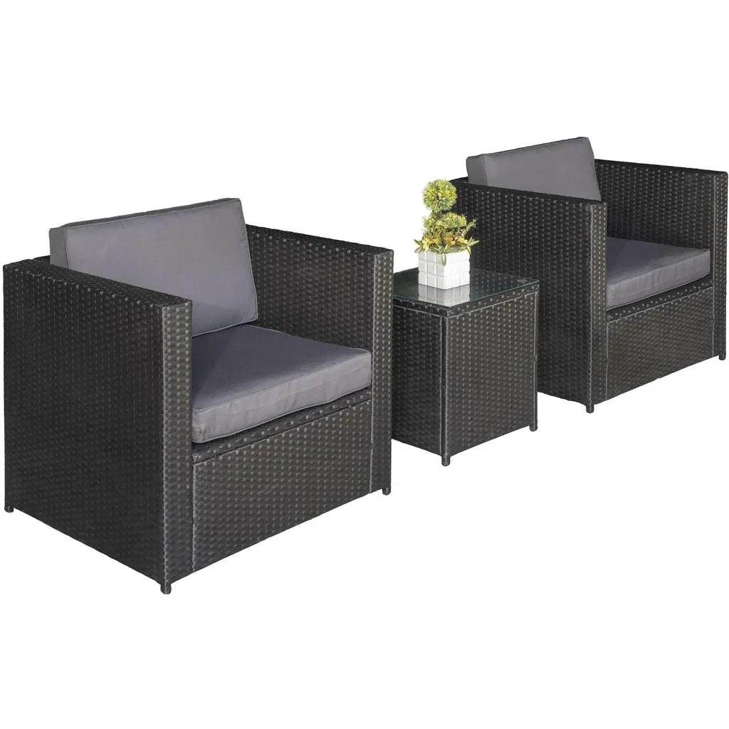3-tlg, Polyrattan Gartengarnitur Gartenmöbel Garten-Set Sitzgruppe Loungeset inkl, Sitzkissen