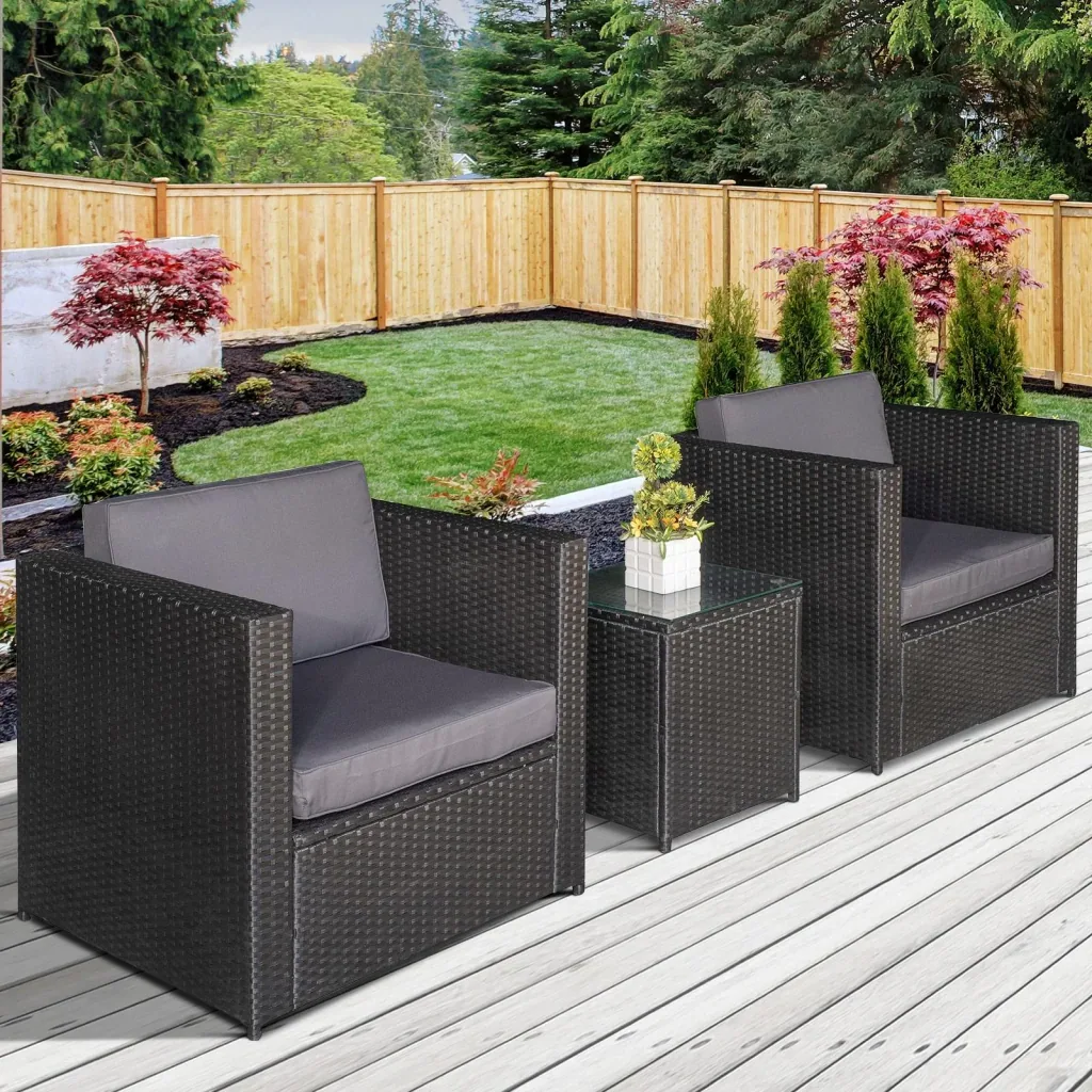 3-tlg, Polyrattan Gartengarnitur Gartenmöbel Garten-Set Sitzgruppe Loungeset inkl, Sitzkissen