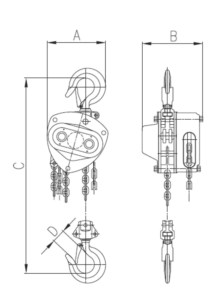 Stirnradflaschenzug Pullmaster-II 1,5, Tragfähigkeit 1.500 kg, 1-strängig, Hub 3,0 m, Bedienlänge 2,5 m