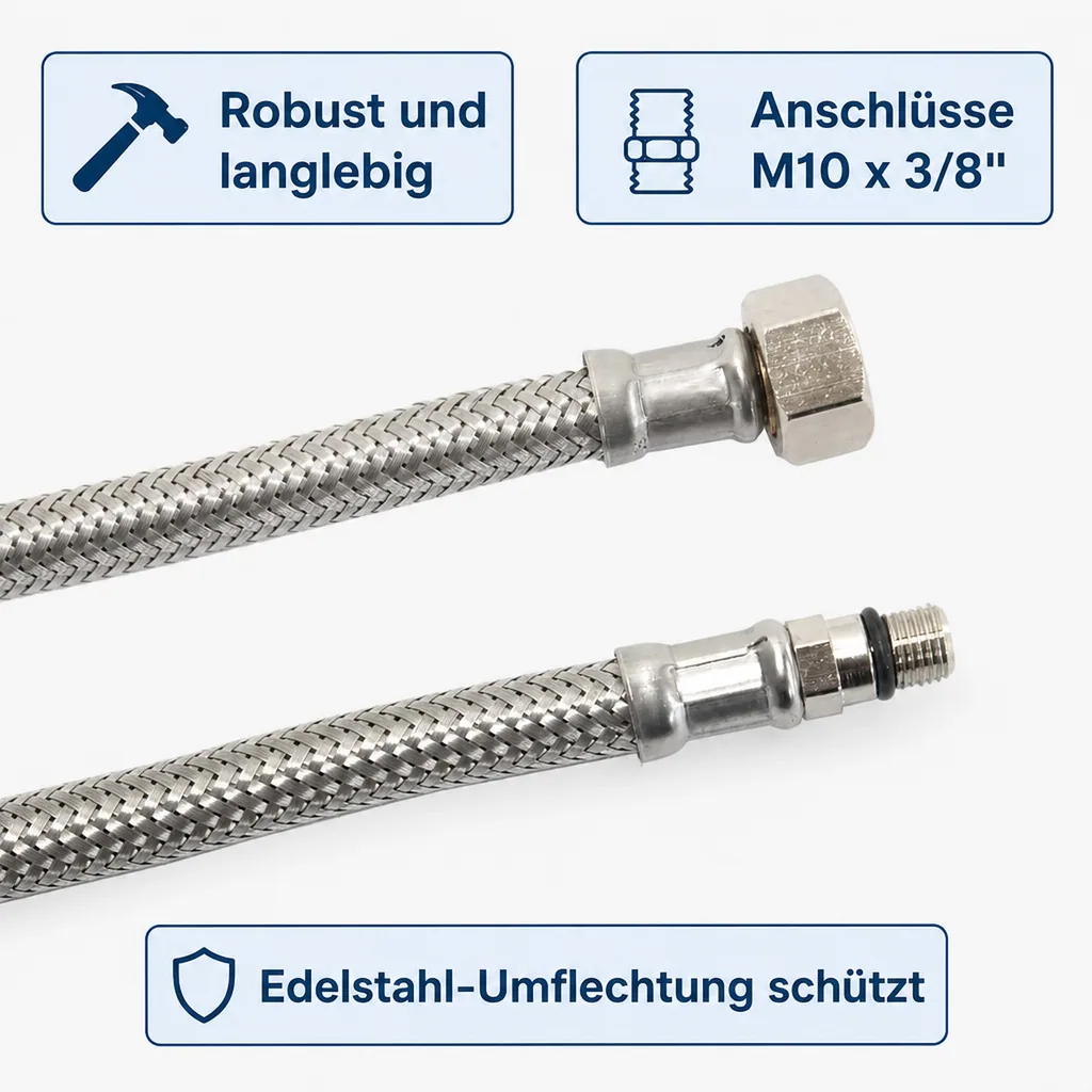 Panzerschlauch, Edelstahl, DN8, flexibel, 500mm