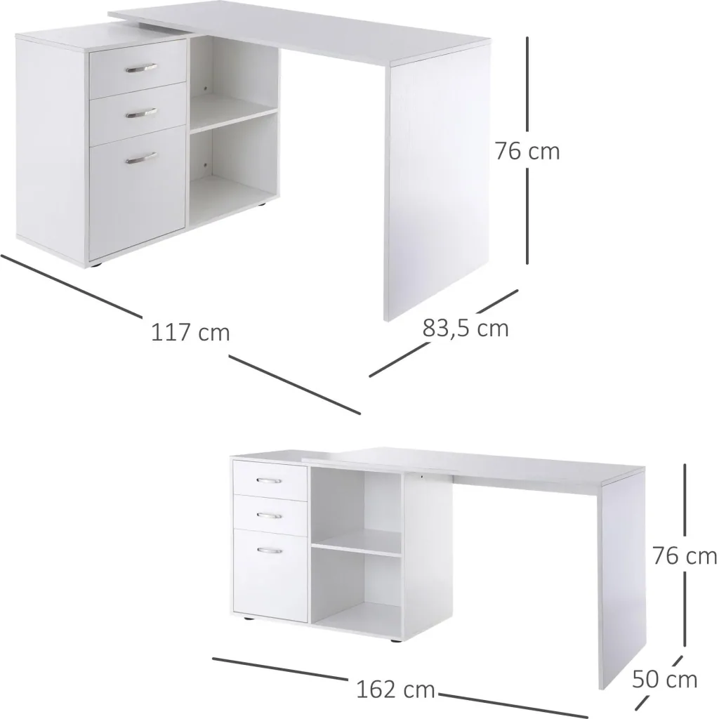 Eckschreibtisch MDF, weiß