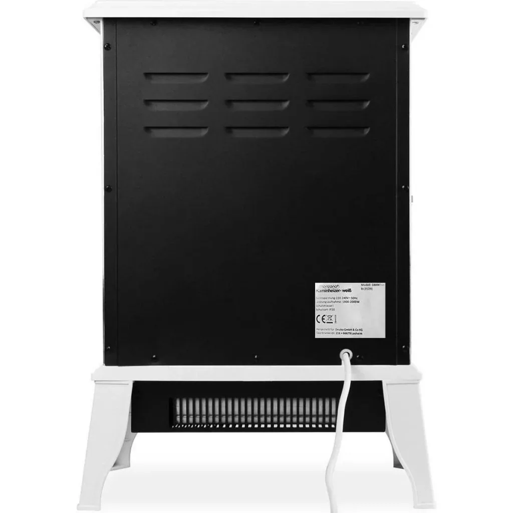 Elektrischer Kamin mit Heizung und offenem Flammeneffekt 2000W weiß