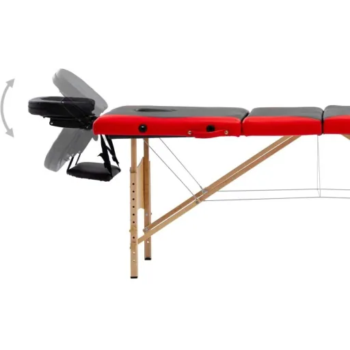Klappbarer Massagetisch 4 Zonen Holz schwarz und rot