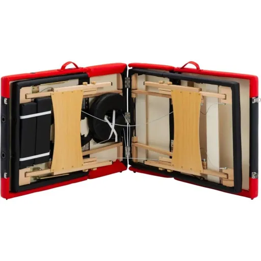 Klappbarer Massagetisch 4 Zonen Holz schwarz und rot