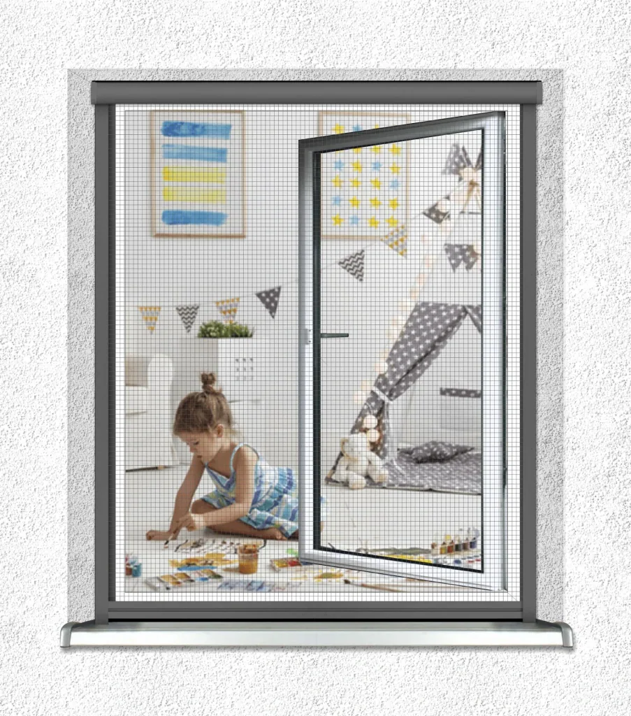 Insektenschutz-Rollo für Fenster, 100 x 160 cm in anthrazit