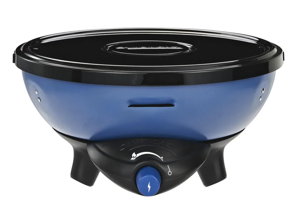 Party Grill  Campingkocher 200 CV Mit Topfkreuz, Grillrost und Transportdeckel, Kartuschenbetrieb