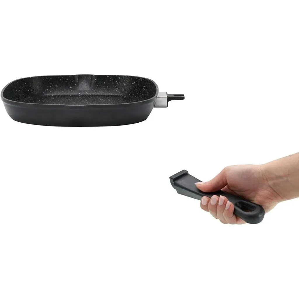 Grillpfanne - mit Deckel - 28cm - Schwarz