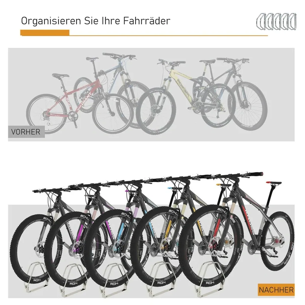 Fahrradparker Fahrradständer Mehrfachständer Bügelparker Boden- und Wandmontage Stahl Silber 5 Fahrräder 29 x 32,5 x 8,2