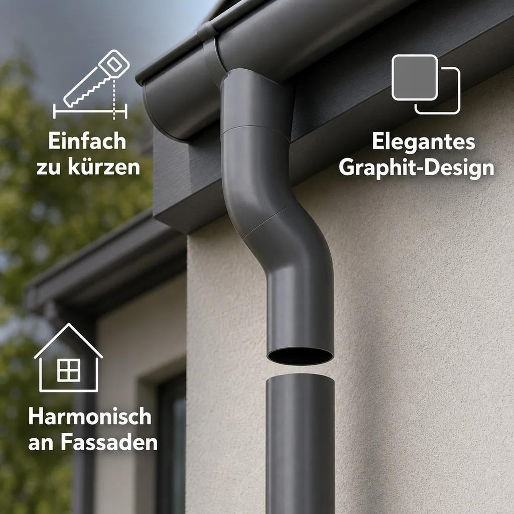 Fallrohr 2m, Regenfallrohr, graphit, System 63
