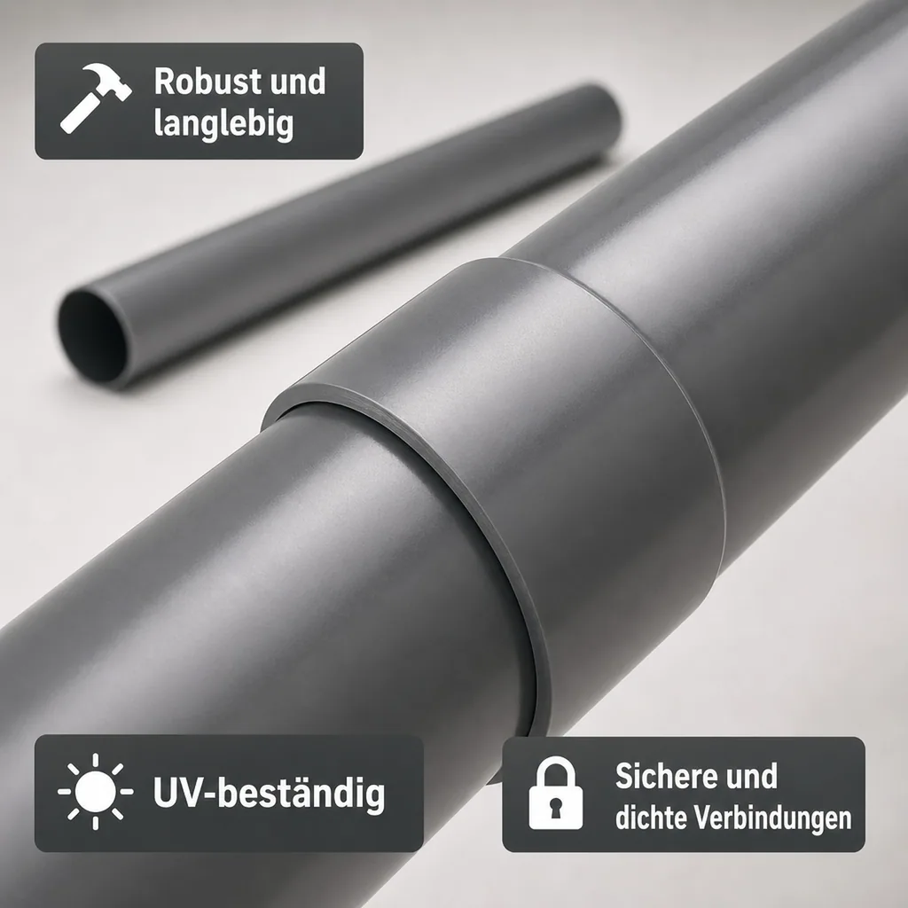 Fallrohr 2m, Regenfallrohr, graphit, System 63