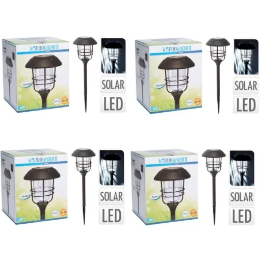 4x Progarden Solar-Gartenleuchte 170 x 58,5 cm alu mit Glas