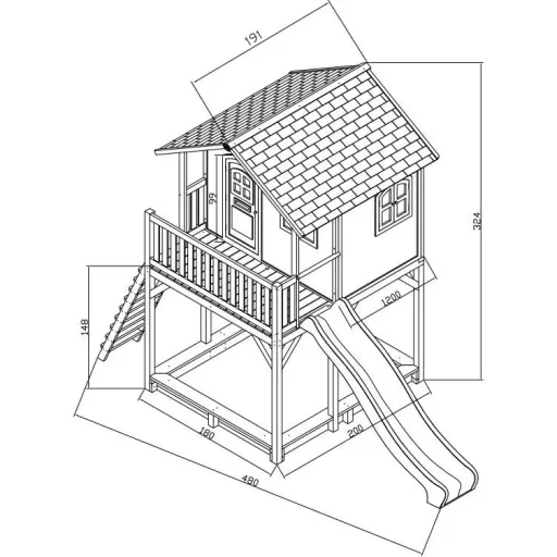 Andy Spielhaus Braun/Weiß - Lila Rutsche