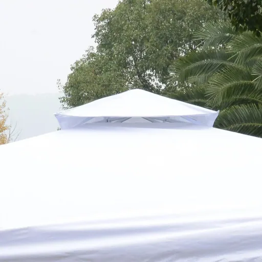 Pavillon Gartenpavillon Partyzelt Gartenzelt Festzelt Doppeldach UV-beständig Wasserabweisend Metall + Oxford Weiß 3 x 3