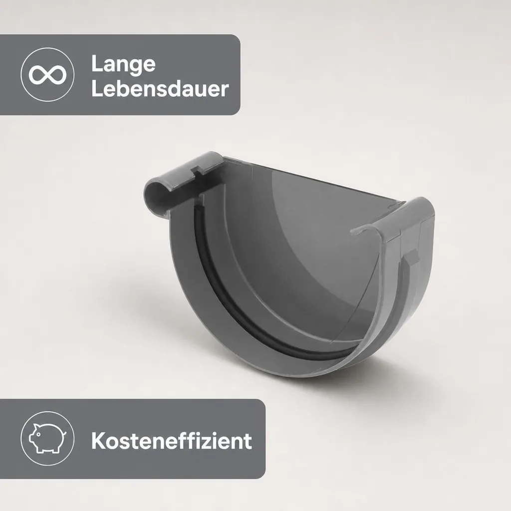 Regenrinnen Zubehör, Rinnenkappe links graphit, System 100