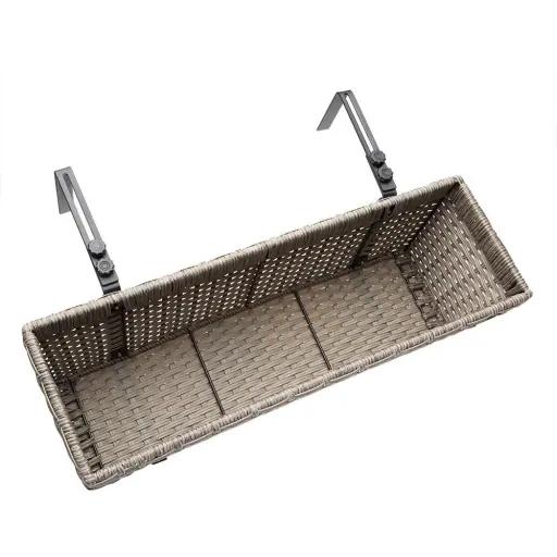 2x Rattan Balkonpflanzer creme