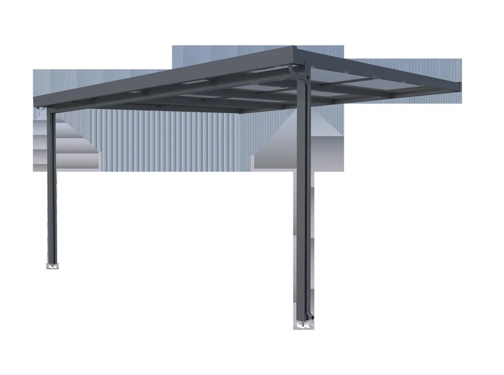Terrassendach Premium, anthrazit, 4102 x 4060 mm - Polycarbonat Stegplatten 16 mm, bronze