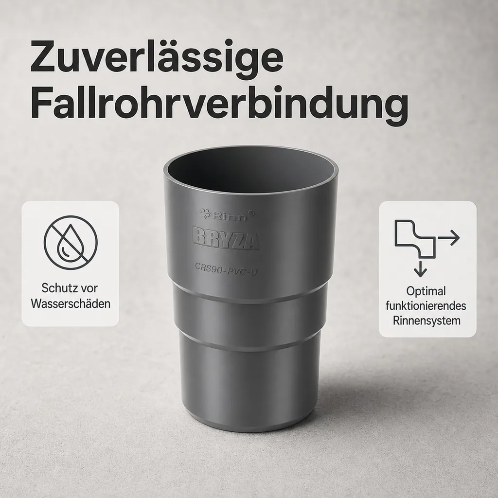 Fallrohrverbinder, Fallrohrmuffe graphit, Rinnensystem 90