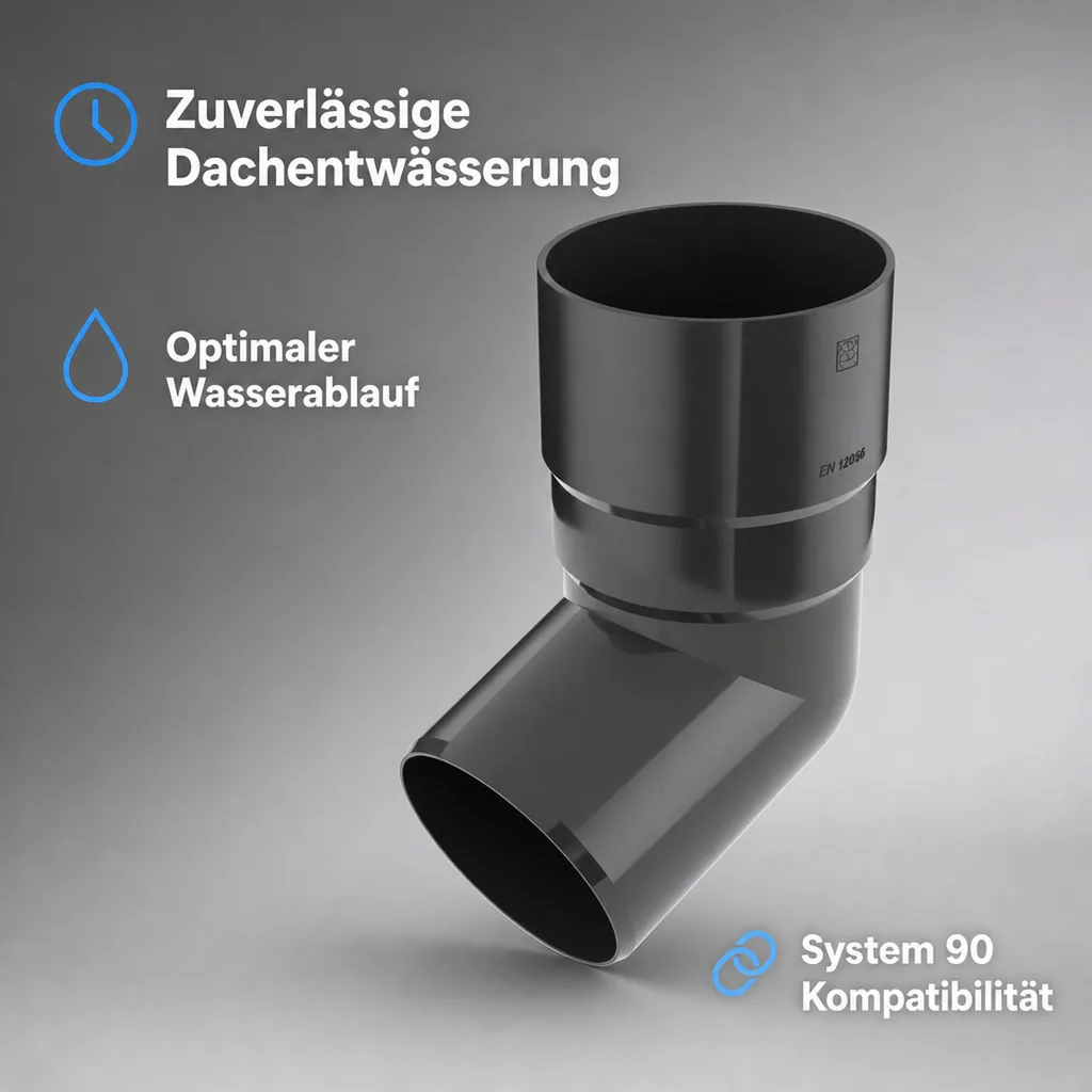 Regenrinne, Dachrinnenbogen 67,5°, Graphit, System 90
