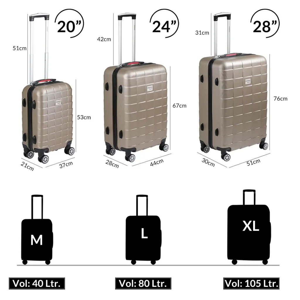 Exopack Hartschalenkoffer-Set Champagner M/L/XL