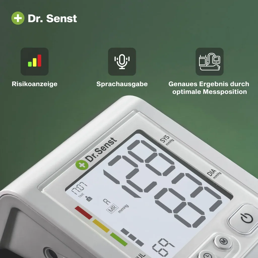 Oberarm-Blutdruckmessgerät, mit Pulsmessung und Arrhythmieerkennung