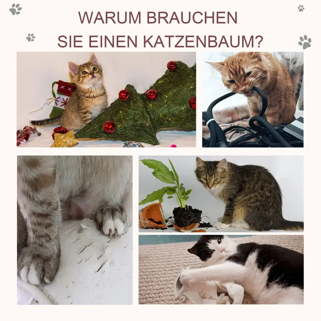 Katzenkratzbaum mit Ball braun
