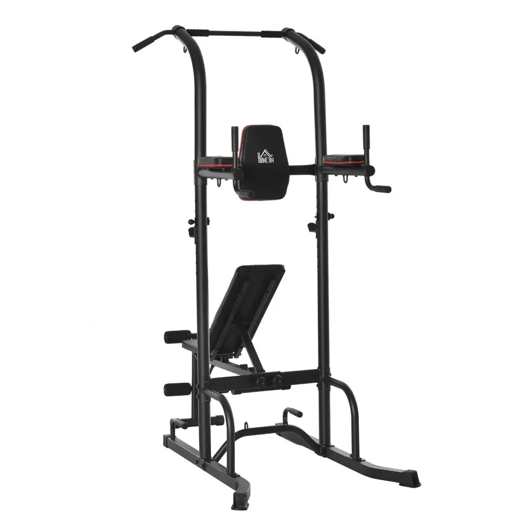 Kraftstation mit Klimmzugstange multifunktionale Dip-Station Trainings-Gerät für Zuhause Fitness Stahl Schwarz 187 x 110