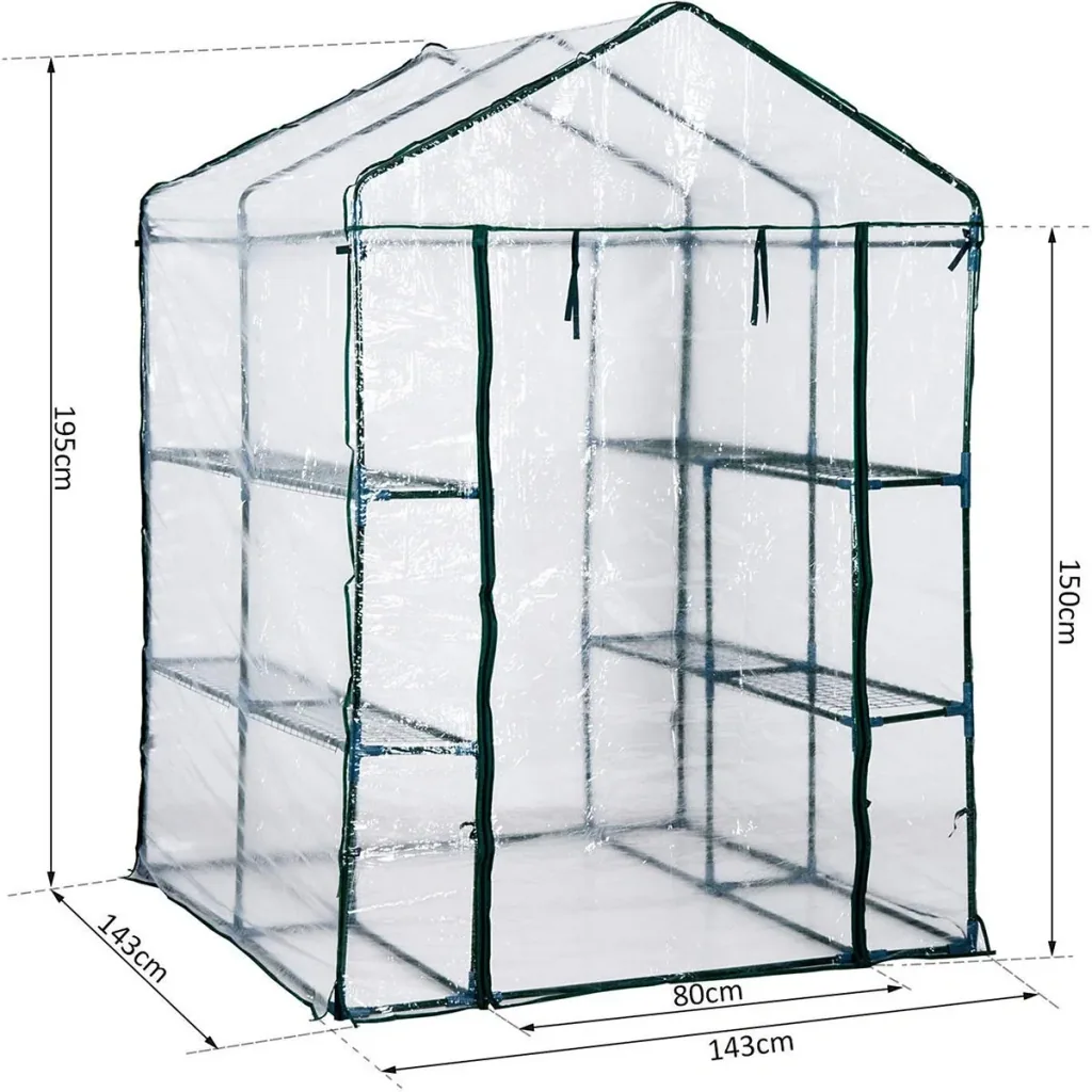 Gewächshaus mit Ablagen transparent/dunkelgrün