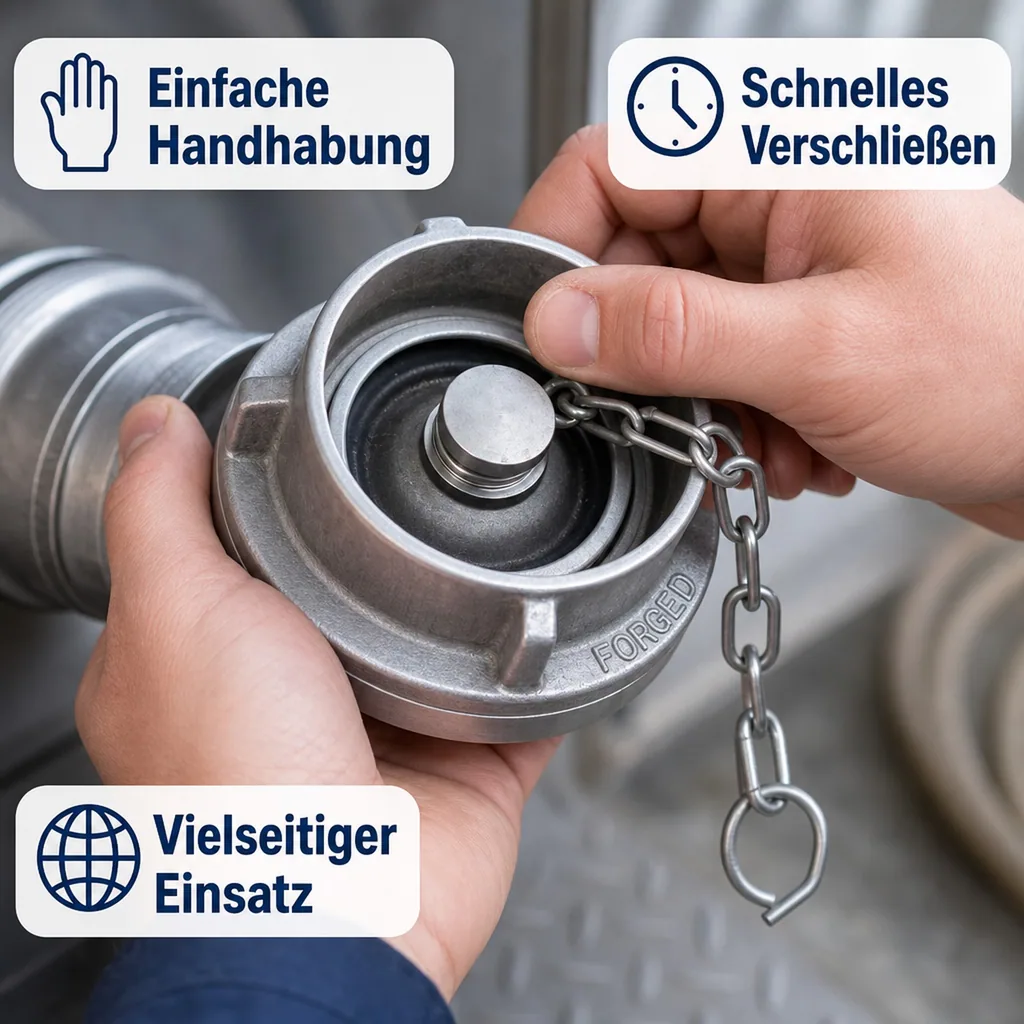 Storz Kupplung C Blindkupplung mit Kette, System C, DIN 52-C