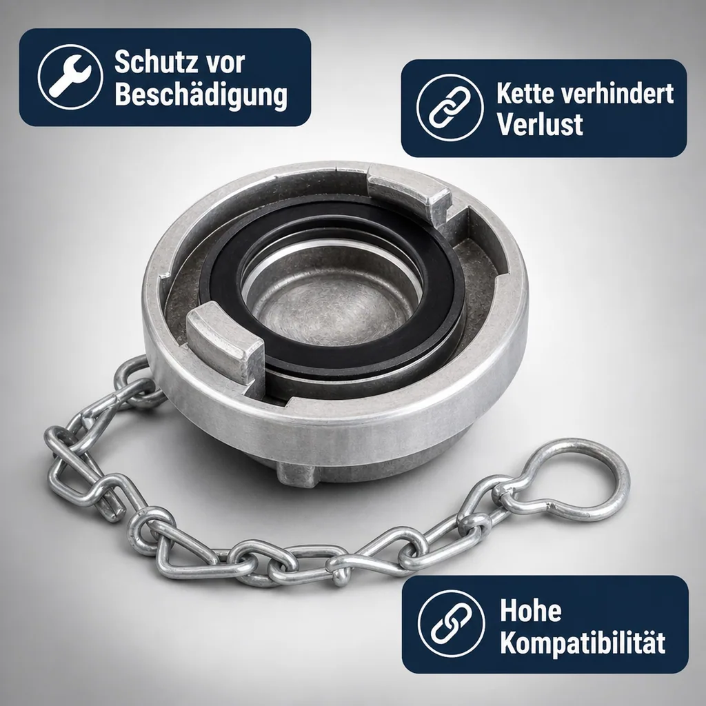 Storz Kupplung C Blindkupplung mit Kette, System C, DIN 52-C