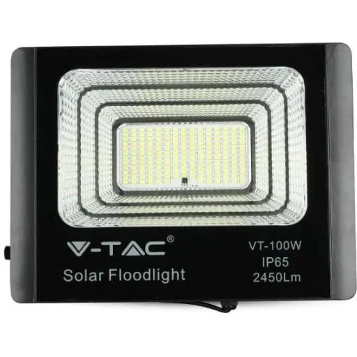 VT-100W Solar-Flutlicht mit Solarpanel - 2450 Lm - 6000K - Schwarz
