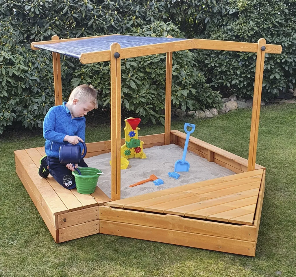 Sandkasten "MULTI" + Bug-/Sitzbox + Sonnendach