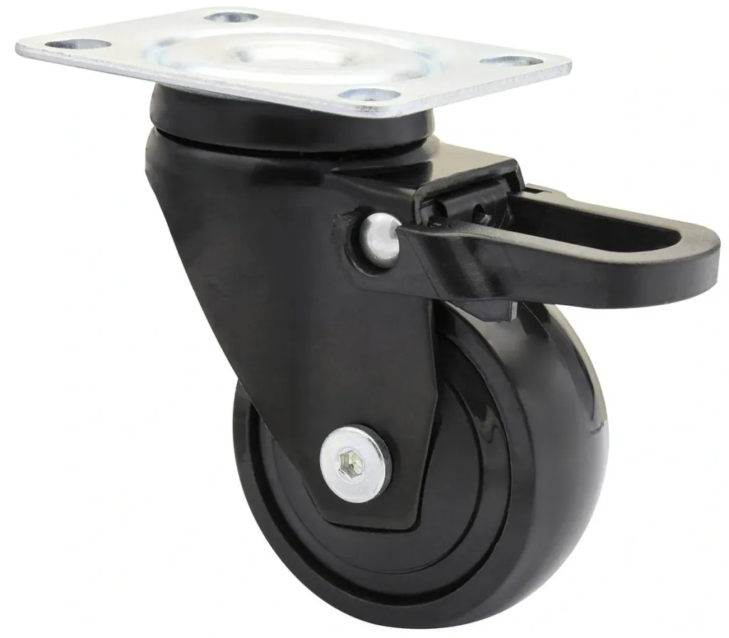 Design 3C Lenkrollen 4 teiliges Set - Ø 50 mm, soft, schwarz, 2 Rollen mit & 2 ohne Feststeller, Tragkraft 50 kg / Rolle