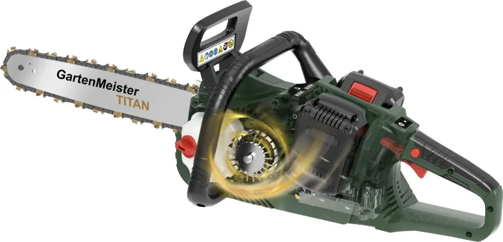 Set Akku-Kettensäge + 2 x Akku 4 Ah + Doppelschnell-Lader+Kette