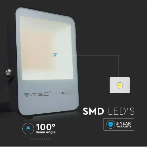 VT-50185 LED-Flutlicht - 50 W - 7870 Lm - 6400K - schwarz - Extra effizient