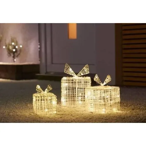 3 beleuchtete Geschenkboxen von 20 cm Höhe - 40 LED