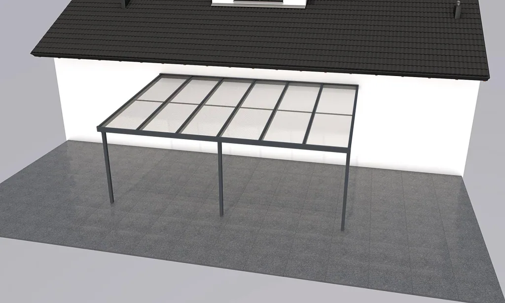 Terrassendach Premium, anthrazit, 6110 x 4060 mm - Polycarbonat Stegplatten 16 mm, bronze