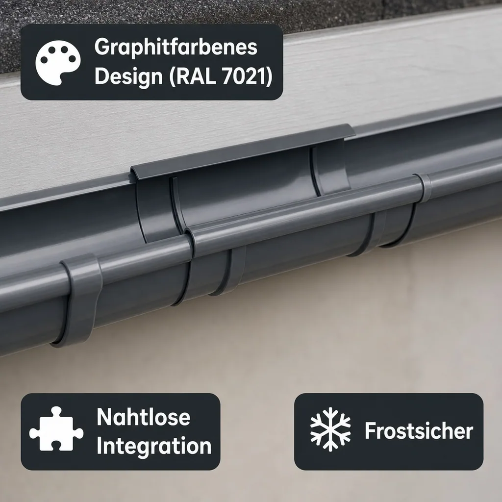 Rinnenverbinder graphit, Dachrinne 75mm, Regenrinne Zubehör